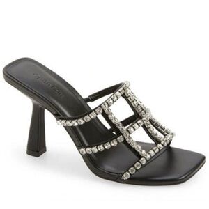 New Open Edit Daphne Sandal crystals diamonds black party high heel pumps size 6